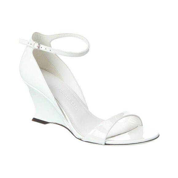 Ferragamo Vidette Leather Wedge Sandal White
